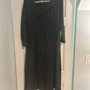 Soft Surroundings Black White Striped Asymmetrical Dress Size L